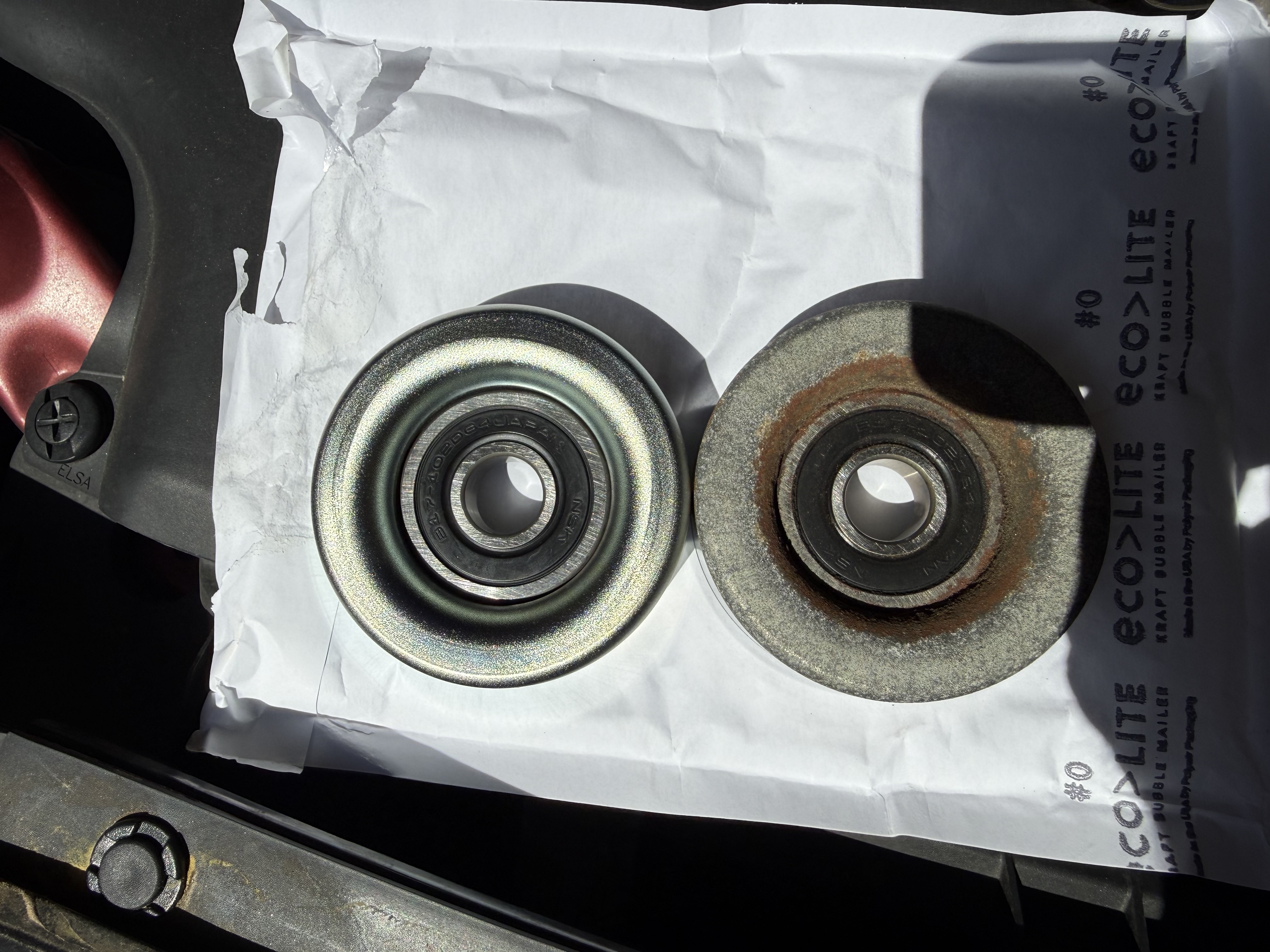 Comparison of old and new pulley